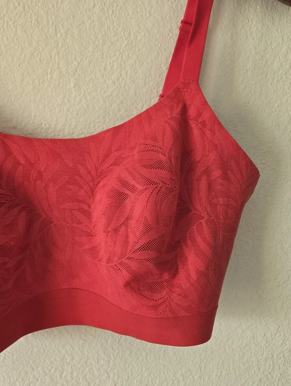 Soma Enbliss Luxe‎ Lace Back Bralette Red Adjustable Wireless Bra Womens Size XL